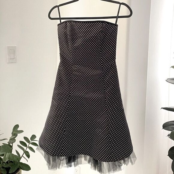 Jessica McClintock for Gunne Sax Polka Dot Prom Formal Black White Dress, Size 3 - Picture 1 of 9
